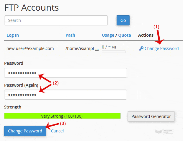 So ändern Sie das Passwort des FTP-Accounts in cPanel - 2024